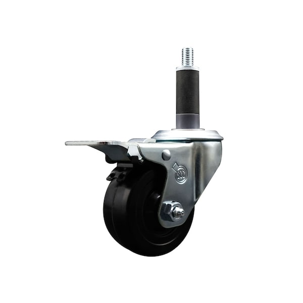 3'' Hard Rubber Swivel 1'' Expanding Stem Caster Total Lock Brake